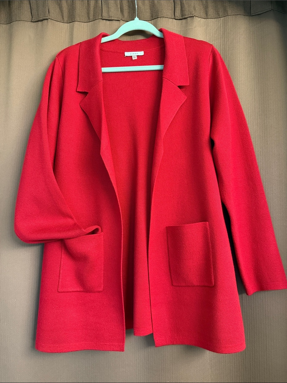 Sioni Red Open-Front Blazer Cardigan
